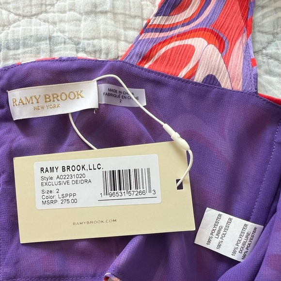 RAMY BROOK New York women’s size 2 purple swirl print Deidra cropped top NEW - Picture 6 of 6